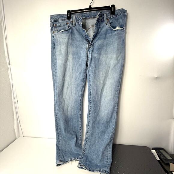Levi's 511 Slim Fit Jeans Men's Light Wash W36 L30 - Worn/Rips Denim VINTAGE - Picture 1 of 7